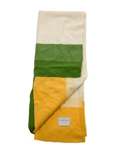 Pre-owned Saved Ny Array Colorblock Cashmere Throw Blanket In Neutral