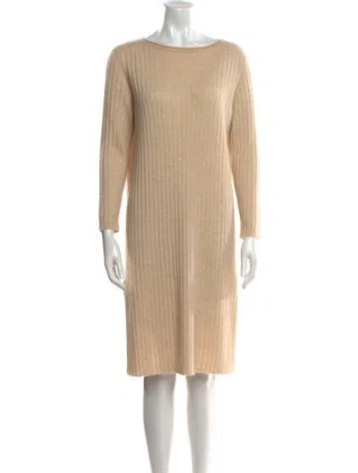 Pre-owned Saved Ny Bateau Neckline Knee-length Dress In Neutral