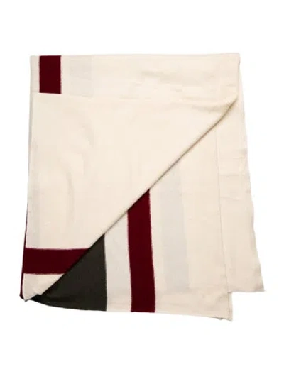 Pre-owned Saved Ny Cashmere Colorblock Throw Blanket In Neutral