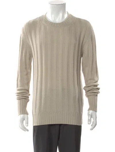 Pre-owned Saved Ny Cashmere Crew Neck Pullover In Neutral