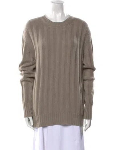 Pre-owned Saved Ny Cashmere Crew Neck Sweater In Neutral