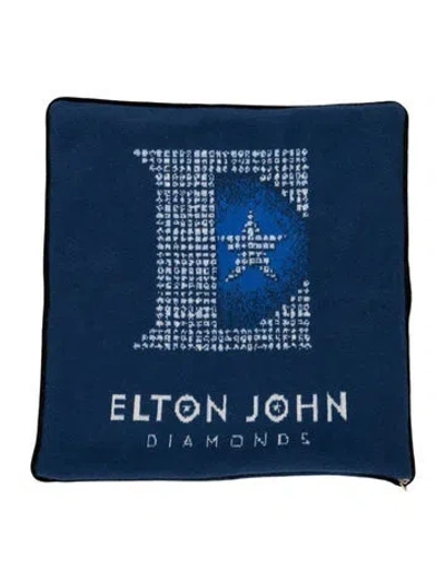 Pre-owned Saved Ny Cashmere 'elton John Diamonds' Throw Pillow Cover In Blue