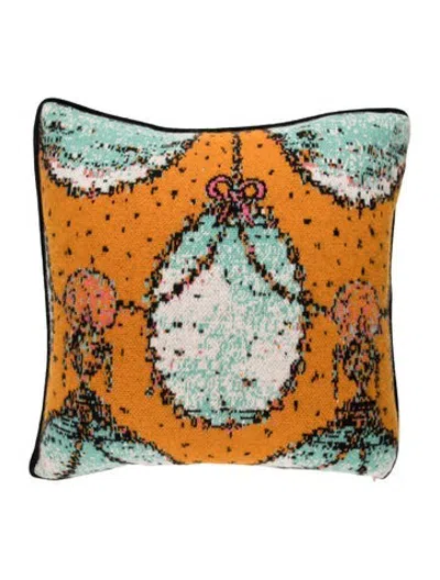 Pre-owned Saved Ny Cashmere Party Balloons Throw Pillow In Orange