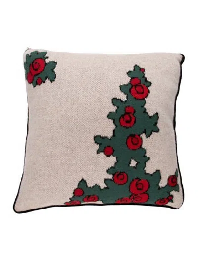 Pre-owned Saved Ny Cashmere Roses Throw Pillow In Green