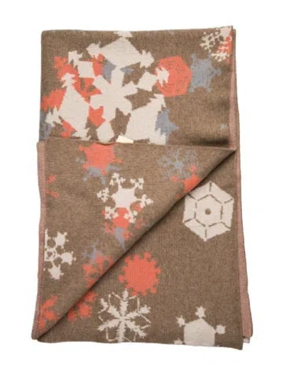Pre-owned Saved Ny Cashmere Snowflake Throw Blanket In Brown