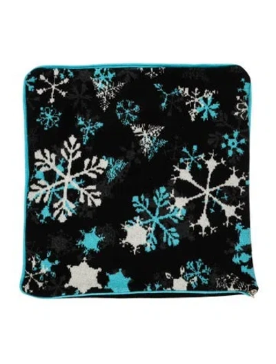 Pre-owned Saved Ny Cashmere 'snowflakes' Throw Pillow Cover In Black