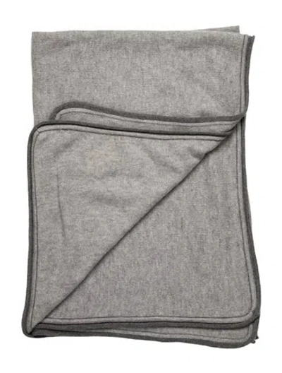 Pre-owned Saved Ny Cashmere Throw Blanket In Gray