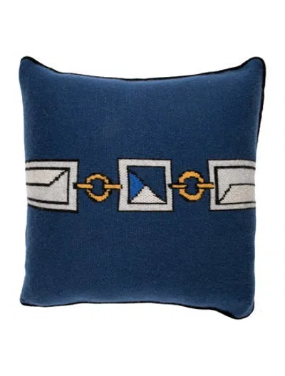 Pre-owned Saved Ny Cashmere Throw Pillow In Blue