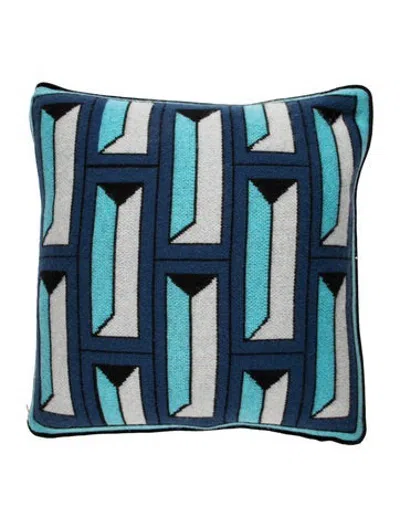 Pre-owned Saved Ny Cashmere Throw Pillow In Blue