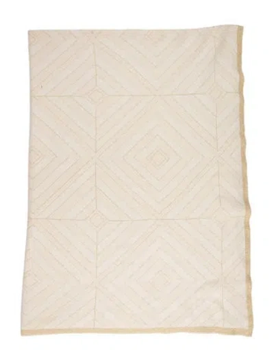Pre-owned Saved Ny Cashmere-blend Art Deco Throw In Gold