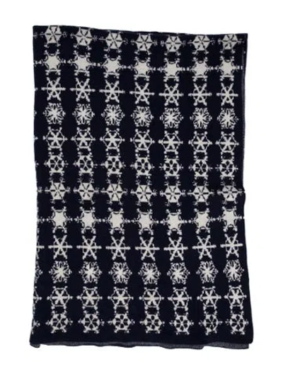 Pre-owned Saved Ny Cashmere-blend Snowflake Throw Blanket