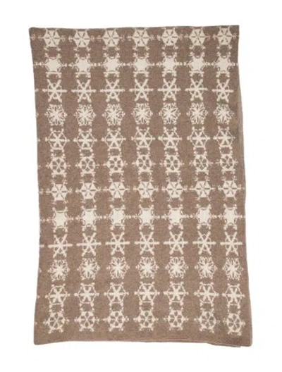 Pre-owned Saved Ny Cashmere-blend Snowflake Throw Blanket In Neutral