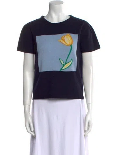 Pre-owned Saved Ny Graphic Print Crew Neck Sweater In Blue