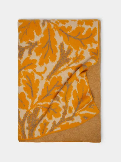 Saved Ny Oak Leaf Cashmere King-size Bedspread  Abask Luxury Gift In Orange