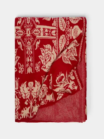 Saved Ny Salmon-berry Cashmere King-size Bedspread  Abask Luxury Gift In Red