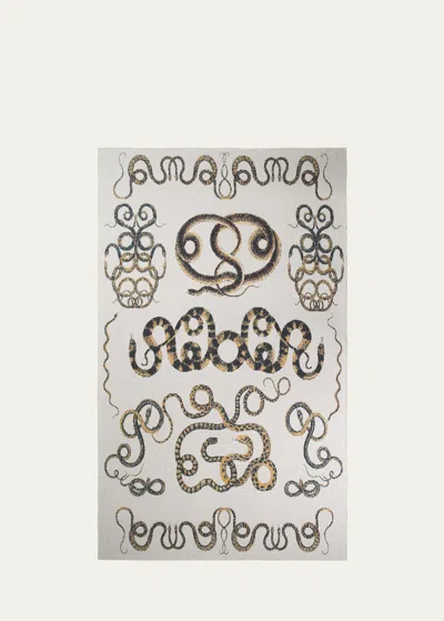 Saved Ny Serpents Cashmere Throw, 51" X 71" In White