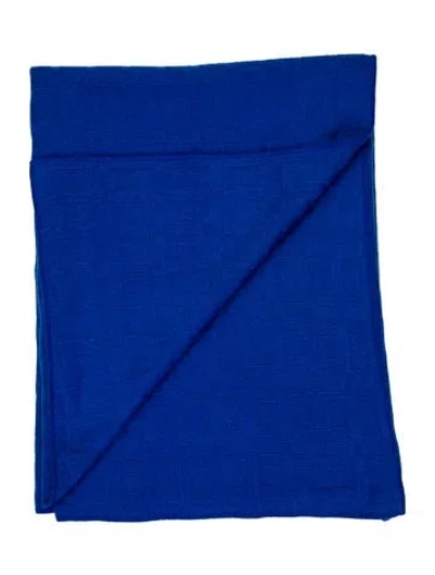 Pre-owned Saved Ny Solid Cashmere Throw In Blue
