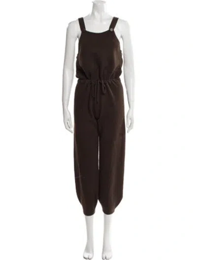 Pre-owned Saved Ny Square Neckline Jumpsuit In Brown