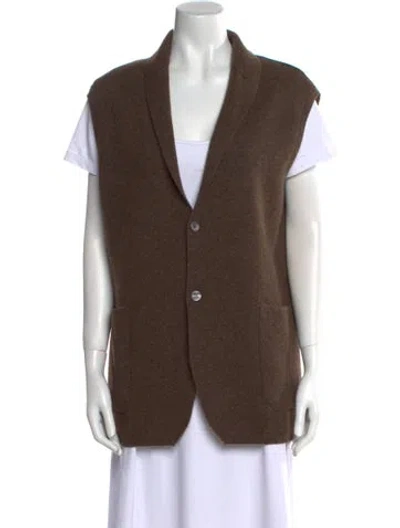 Pre-owned Saved Ny V-neck Short Sleeve Sweater Vest In Brown
