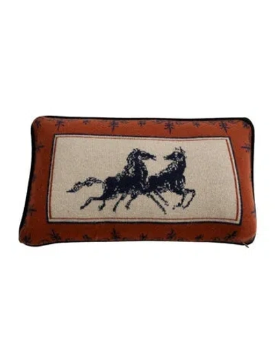 Pre-owned Saved Ny X Lukas The Illustrator 'immortal Horses' Lumbar Pillow In Orange