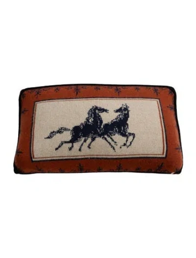 Pre-owned Saved Ny X Lukas The Illustrator 'immortal Horses' Lumbar Pillow In Orange