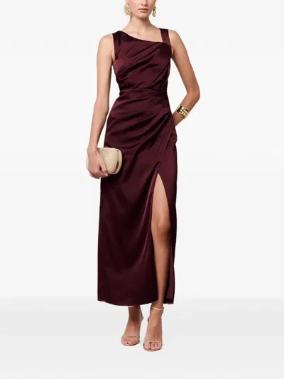 Savel Asymmetric-neck Draped Maxi Dress In Burgundy