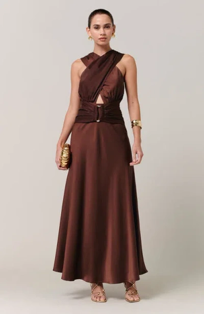 Savel Clover Midi Dress In Brown