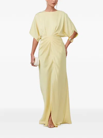 Savel Gathered Batwing-sleeve Maxi Dress In Yellow