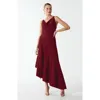 Savel Leo Midi Dress In Burgundy