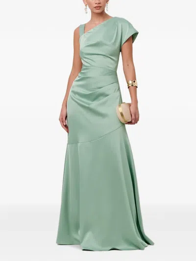 Savel Natalia Draped Asymmetric-neck Maxi Dress In Green