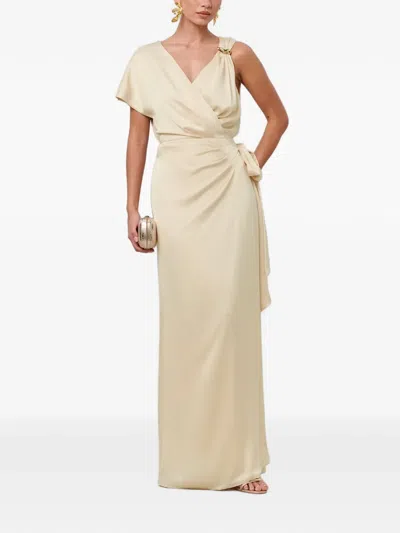 Savel One-shoulder Draped Maxi Dress In Neutral