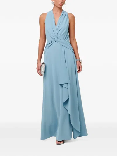 Savel Twist-front Draped Maxi Dress In Blue