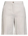 Savese Club Woman Shorts & Bermuda Shorts Light Grey Size 8 Linen In White