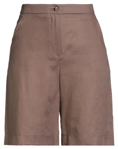 Savese Club Woman Shorts & Bermuda Shorts Taupe Size 10 Linen In Brown