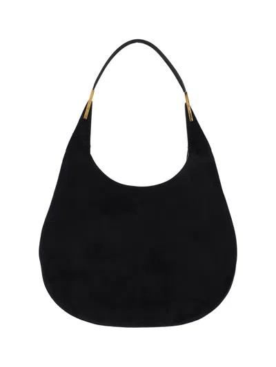 Savette 100% Calf Leather Shoulder Bag In Black