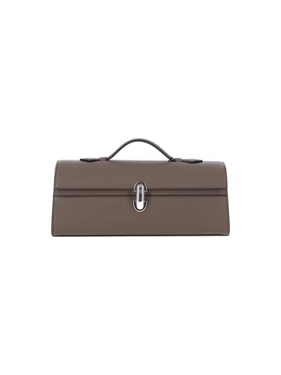 Savette 100% Calfskin Leather Shoulder Bag For Women In Taupe