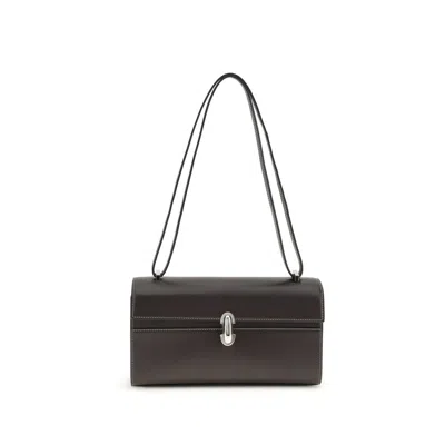 Savette Black Calf Leather Bos Taurus Shoulder Bag In Brown