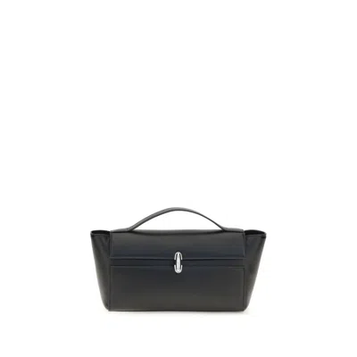 Savette Black Calf Leather Bos Taurus Shoulder Bag