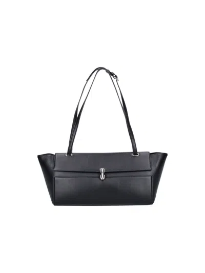 Savette Black Leather Symmetry Trapeze Shoulder Bag