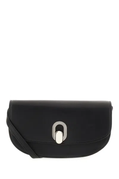 Savette Black Leather Tondo Crescent Crossbody Bag In 001