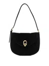 Savette Small Tondo Hobo In Suede Bag In Black