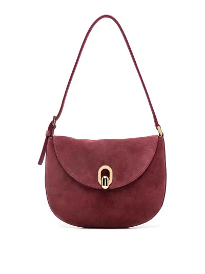 Savette Small Tondo Hobo In Suede Bag In Red