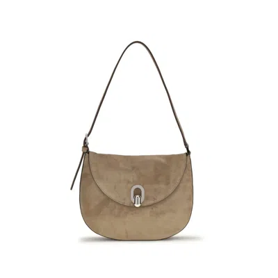 Savette Calf Leather Bos Taurus Shoulder Women's Bag In Metallic