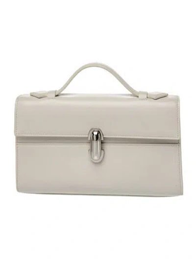 Pre-owned Savette Calfskin Symmetry Pochette Small In White