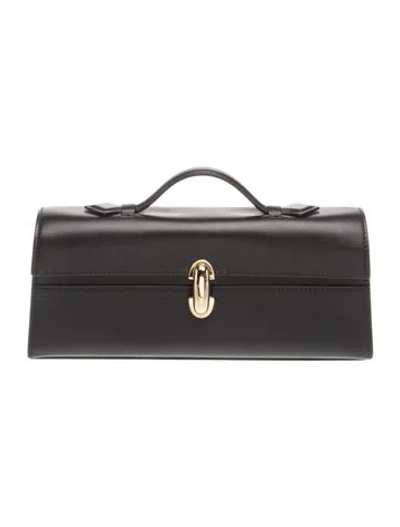 Pre-owned Savette Calfskin Symmetry Slim Pochette In Black