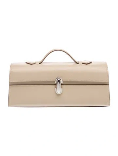Pre-owned Savette Calfskin Symmetry Slim Pochette In Neutral