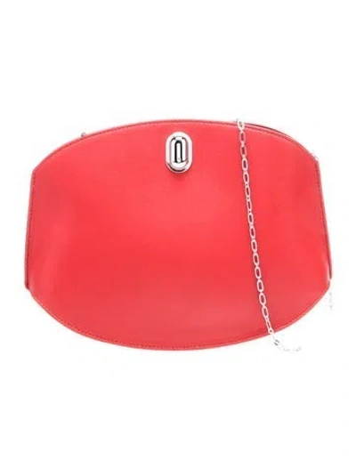 Pre-owned Savette Calfskin Tondo Chain In Red