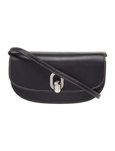 Pre-owned Savette Calfskin Tondo Crescent In Blue