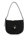 Savette The Small Tondo Hobo Suede Calf Leather In Black