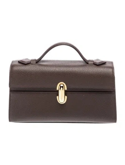 Pre-owned Savette Embossed Leather Symmetry Pochette In Brown